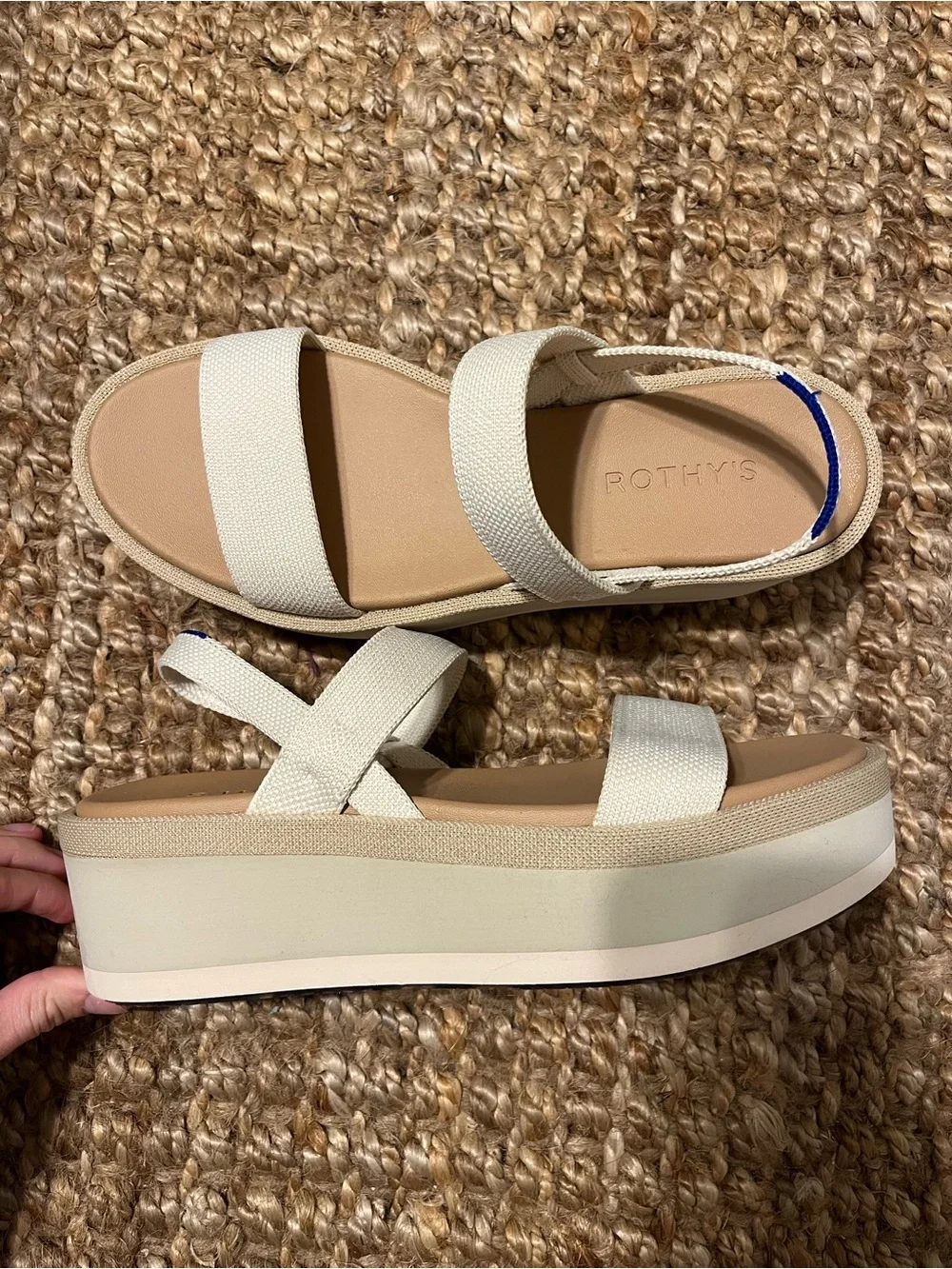 Rothy's Cream/Textile Platform Wedge Sandals - Picture 4 of 7